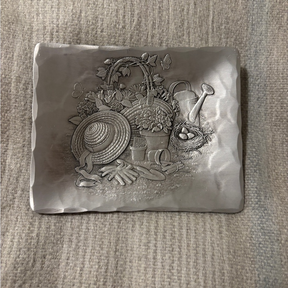 Vintage The Forge Hand Hammered Trinket Dish Ring Dish Tray  5" x 4" Made In USA